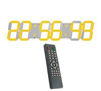 KFHDSAS 27 Inch LED Digital Wall Clock, 8-Level Brightness, Auto Dimmer, Alarm, Thermometer, Calendar, With Remote Control, For Industrial Warehouse Cafeteria Gym(Yellow)