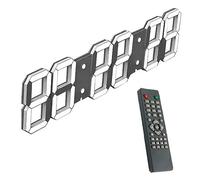 KFHDSAS 27 Inch LED Digital Wall Clock, 8-Level Brightness, Auto Dimmer, Alarm, Thermometer, Calendar, With Remote Control, For Industrial Warehouse Cafeteria Gym(White)