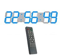 KFHDSAS 27 Inch LED Digital Wall Clock, Auto Dimmer, Alarm, Thermometer, Calendar, 8-Level Brightness, With Remote Control, For Industrial Cafeteria Gym Warehouse(Blue)