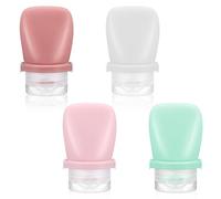 KFHENSOMR 1 oz Travel Bottles, Silicone Squeeze Bottle Leak Proof Mini Size Condiment Container, Reusable Refillable Bottles for Toiletries & Kitchen (4 Pack,4 Assorted Colors)