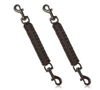 KFHENSOMR 2 Pcs Dog Collar Safety Clip with Dual Clasps, Collars and No Pull Harness Connectors Handmade Backup Safety Strap for Dog Harness Collar Walking and Hiking (Black)