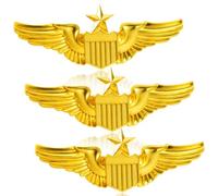 KFHENSOMR 2Pcs Gold Wings Pin Alloy Wing Pilot Badge Costume Lapel Pins Brooch Air Force Wing Pins Metal Aviators Wings Pin for Hat Shirt Uniform Pilot Costume 2.28'', One Size, Zinc, no gemstone