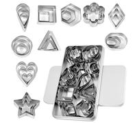 KFHENSOMR 30Pcs Metal Cookie Cutter Set Stainless Steel Cookie Cutters with Box Shapes Baking Set Molds Cutters Including Round Heart Star Flower Geometric for Baking Biscuits and Mini Cutter Molds