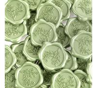 KFHENSOMR 30Pcs Wax Seal Stickers, 1.18inch Self-Adhesive Eucalyptus Envelope Stamp Stickers for Wedding Invitation Envelopes Gift Wrapping, Christmas Valentine's Day (Sage Green)