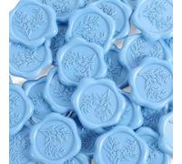 KFHENSOMR 30Pcs Wax Seal Stickers 1.18inch Self-Adhesive Eucalyptus Wedding Envelope Stamp Stickers for Party Christmas Scrapbooking Valentine's Day Invitation Gift Wrapping (Dusty Blue)