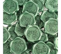 KFHENSOMR 30Pcs Wax Seal Stickers Eucalyptus Wedding Envelope Stamp Sticker | Pine Green, 1.18inch, Self-Adhesive, Invitation Envelope, Gift Wrapping, Christmas Party,Valentine's Day,Scrapbooking