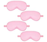 KFHENSOMR 4 Pack Sleep Mask Silk Eye Mask Block Light Eye Sleep Shade Cover Blindfold Reduces Puffy Eyes Traveling Gifts for Night Sleeping Office Travel Party Games Suitable for Men Women (Pink)