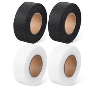 KFHENSOMR 4 Rolls Iron on Hem Tape, Adhesive No Sewing Hemming Tape, Double-sided Fabric Fusing Hemming Witchery Tapes for Crafting Projects Pants Clothes Curtains (White&Black)