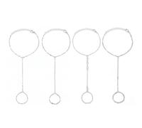 KFHENSOMR 4pcs Dainty Hand Chain Bracelets Ring Bracelet Hand Chain, Adjustable Stackable Finger Ring Bracelet, Waterproof Silver Jewelry Gifts Trendy for Women, One Size, Metal, no gemstone