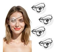 KFHENSOMR 4pcs Eye Shield After Cataract Surgery Plastic Cataract Eye Shield With Extended Elastic Strap Lightweight Breathable for Adults Clear Eyes Patch for Sleeping after Surgery Clear and Black