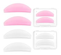 KFHENSOMR 4Pcs Flat Lash Lift Shields Thin Silicone Korean Lash Lift Pads Reusable Sticky Glueless Lashes Rod & Storage Case for Eyelash Perm Lamination DIY Salon Usage Flatter Rods(Light Pink, Clear)