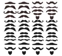 KFHENSOMR 54 Pcs Fake Mustaches Stick-On Novelty Hairy Beard Costume Facial Hair Beard Stickers Fake Mustache Face Mustaches Variety of Styles for Halloween Mexican Fiesta Christmas Party Supplies