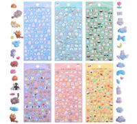 KFHENSOMR 6 Sheets Mini Puffy Stickers Cute Kawaii Small 3D Puffy Stickers | 600+ Tiny Micro Stickers, Removable, For Kids, Girls, Adults Rewards, Phone Case, Album, Includes Little Animals