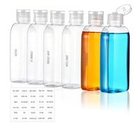 KFHENSOMR 6Pcs Travel Bottles for Toiletries, 3.4oz/100ml Leak-Proof Plastic Empty Travel Size Containers with Labels, Portable Travel Essentials Accessories for Shampoo Lotion Liquid (Clear)