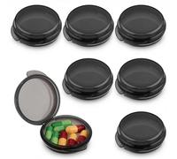 KFHENSOMR 7 Pack Portable Mini Pill Case Small Organizer Box Vitamin Holder Travel Container Medicine Storage Daily Round for Work Home Outdoor (Black)