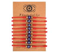 KFHENSOMR 9pcs Evil Eye Bracelets Lucky Bracelet for Women Men Adjustable Red String Amulet with Gold Bead Protection Jewelry Hand Braided Thread Bracelet Minimalist Friendship Bracelets
