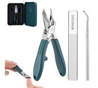 KFHENSOMR Beak Nail Clippers Anti-Splash Beak Beveled Nail Clippers Wide Jaw Opening Slanted Oblique Toenail Clipper 3-Pcs Set Edge Toenail Clipper for Ingrown Thick Nails Seniors (Green)