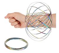 KFHENSOMR Flow Ring Spinner Arm Tool - 5.1" Multicolor Iridescent Fidget Toy, Infinity Loop Hand Rings Relaxation & Calming Motion Toy for Adults