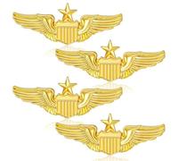 KFHENSOMR Gold Wings Airplane Pin 2 Pcs Alloy Pilot Wings Aviators Pin 2.28'' Costume Lapel Air Force Airplane Pins Brooch Wing Pins Metal Aviators Wing Badge for Hat Shirt Uniform Pilot Costume, One