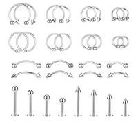 KFHENSOMR Lip Rings 32Pcs Labret Jewelry 16G Vertical Monroe Lip Barbell Ring Snake Bite Piercing Jewelry Stainless Steel Helix Earring Daith Tragus Cartilage Studs Medusa Earring Piercing Set Women