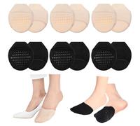 KFHENSOMR No Show Toe Covers, 6 Pairs Half Socks for Women Mules, Toe Socks for Women Size 6-9, Seamless Non-Slip Ball of Foot Cushion Sock with Padding (2 Colors)