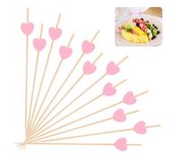 KFHENSOMR Pink Heart Cocktail Sticks 100 Pcs Wooden Toothpicks Cocktail Skewers Cute Natural Appetizer Fruit Finger Food Picks for Party Supplies Frill Sandwich Nibbles Party Decorations (Pink Hearts)