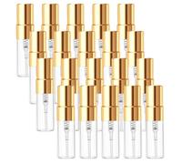 KFHENSOMR Travel Spray Bottles 20 Pack 3ml Fine Mist Empty Spray Bottles Mini Perfume Atomizer Glass Bottle Clear Refillable Perfume Bottle with Gold Lids for Fragrance Scent Liquid Sample DIY Sprays