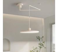 KFHJSNN Large Swing Arm Pendant Light Modern Dimming LED Ceiling Lighting Fixture Round 15.7in Long Hanging Lamp 37W Cream Style Adjustable Kitchen Island Lighting for Bedroom Living Room Prosperous
