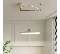 KFHJSNN Large Swing Arm Pendant Light Modern Dimming LED Ceiling Lighting Fixture Round 15.7in Long Hanging Lamp 37W Cream Style Adjustable Kitchen Island Lighting for Bedroom Living Room Prosperous