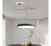 KFHJSNN Modern Dimming LED Ceiling Lighting Fixture Large Swing Arm Pendant Light Round 15.7in Long Hanging Lamp 43W Chrome Adjustable Kitchen Island Lighting for Bedroom Living Room Prosperous