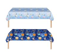 KFJBPB 2 Pack Space Tablecloth Plastic 54 X 108inch, First Trip Around The Sun Decorations Table Cloth Disposable Outer Space Table Covers for Kids Birthday Baby Shower Party Supplies