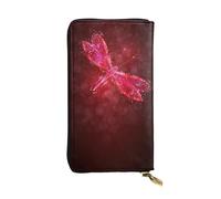 Kfjghhl Abstract Red Dragonfly Women's Wallet Large Capacity Ladies Card Phone Holder RFID Blocking Wristlet Leather Her