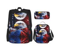 Kfjghhl American Bald Eagle Pencil Case Backpack Lunch Bag Boys Girls School Bookbag Set College Laptop Student Summer