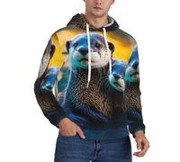 Kfjghhl Animal Cute Brown Otters Mens Hoodie Pullover Fleece Hooded Long Pull Over Sleeve Sweatshirt Valentine Favors Gift
