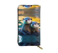 Kfjghhl Animal Cute Brown Otters Women's Wallet Large Capacity Ladies Card Phone Holder RFID Blocking Wristlet Leather Her