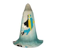 Kfjghhl Bahamas Position Flag Map Long Hooded Cloak Teenagers Child Cape Witch Costume Halloween Costume Women Men 35-55inch