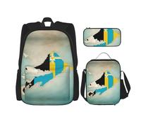 Kfjghhl Bahamas Position Flag Map Pencil Case Backpack Lunch Bag Boys Girls School Bookbag Set College Laptop Student Summer