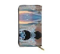Kfjghhl Beach Maui Hawaii Sunset Sea Waves Clouds Women's Wallet Large Capacity Ladies Card Phone Holder RFID Blocking Wristlet Leather Her