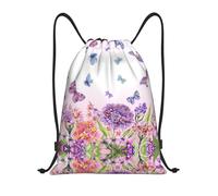 Kfjghhl Beautiful Vivid Flowers Colorful Butterflies Drawstring Backpack Bag Sport Sackpack Bulk Cinch Gym Bag Women Men Children Outdoor Sport