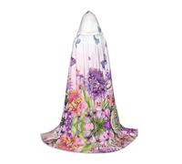 Kfjghhl Beautiful Vivid Flowers Colorful Butterflies Long Hooded Cloak Teenagers Child Cape Witch Costume Halloween Costume Women Men 35-55inch