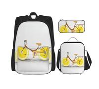 Kfjghhl Bicycle with Lemon Wheel Pencil Case Backpack Lunch Bag Boys Girls School Bookbag Set College Laptop Student Summer