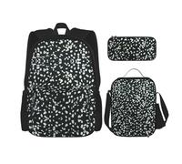 Kfjghhl Black and White Leopard Pencil Case Backpack Lunch Bag Boys Girls School Bookbag Set College Laptop Student Summer