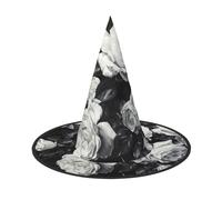 Kfjghhl Black White Rose Halloween Hat Wicked Costumes Adult Unisex Headband Fancy Dress Accessory Christmas Party,Cosplay Magician Costume Outfit Halloween