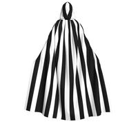 Kfjghhl Black & White Stripe Halloween Cape Golden Hooded Cloak Full Length Robe Cape Halloween Costume Cosplay Party