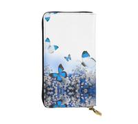 Kfjghhl Blue Butterfly Women's Wallet Large Capacity Ladies Card Phone Holder RFID Blocking Wristlet Leather Her