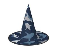 Kfjghhl Blue Cartoon Shark Halloween Hat Wicked Costumes Adult Unisex Headband Fancy Dress Accessory Christmas Party,Cosplay Magician Costume Outfit Halloween