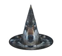 Kfjghhl Blue Eyes Wolf Halloween Hat Wicked Costumes Adult Unisex Headband Fancy Dress Accessory Christmas Party,Cosplay Magician Costume Outfit Halloween