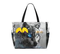 Kfjghhl Blue Eyes Wolf Large Capacity Beach Travel Bag Tote Bag Women Pockets Laptop Purse Handbag Work Adult Gym