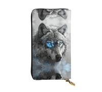 Kfjghhl Blue Eyes Wolf Women's Wallet Large Capacity Ladies Card Phone Holder RFID Blocking Wristlet Leather Her