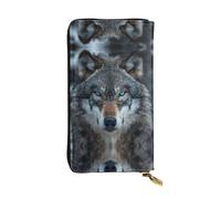Kfjghhl Blue Eyes Wolf Women's Wallet Large Capacity Ladies Card Phone Holder RFID Blocking Wristlet Leather Her